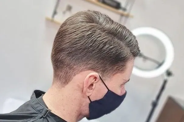 A side part at John's Barbers